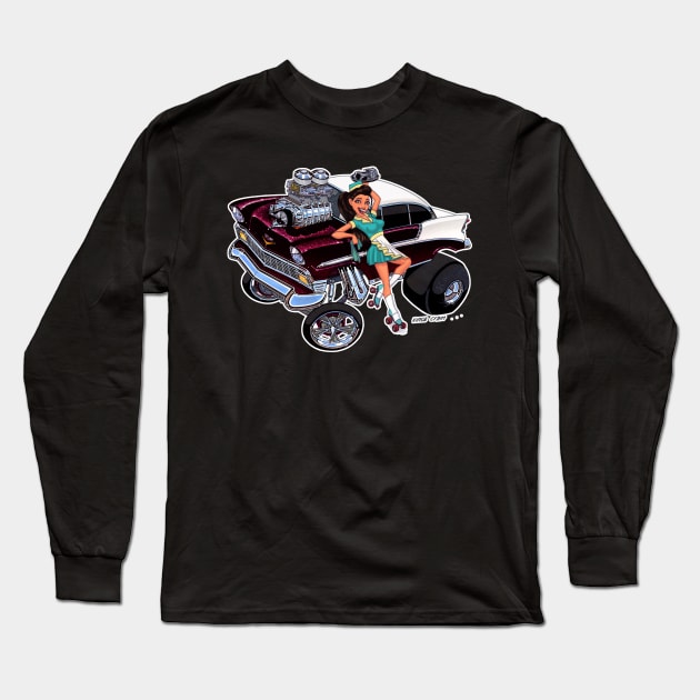 FAST FOOD 1956 chevy GASSER Long Sleeve T-Shirt by vincecrain